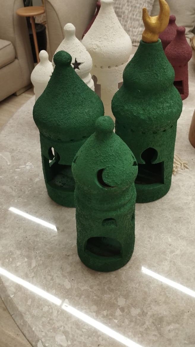 Pottery lantern set of 3