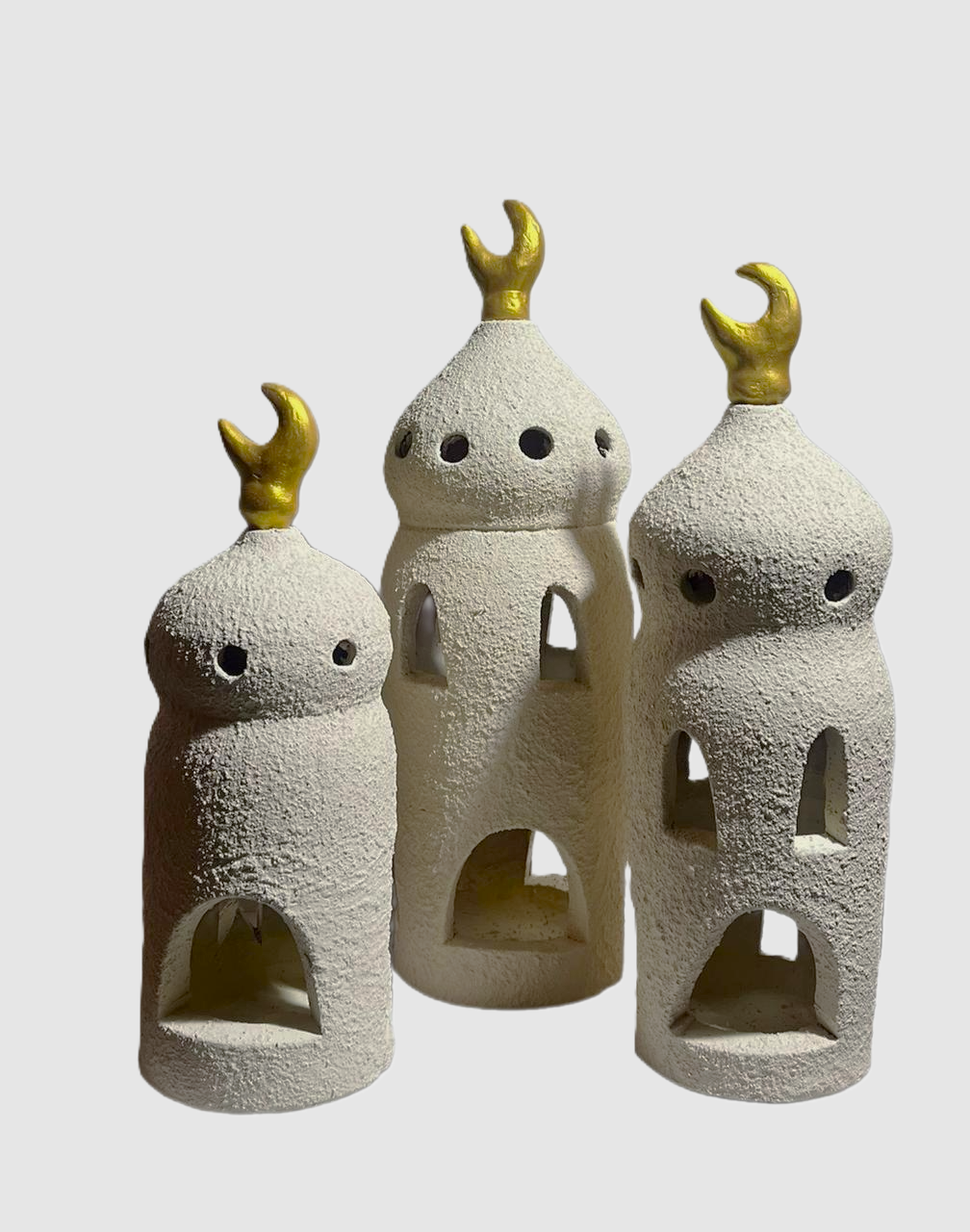 Pottery lantern set of 3