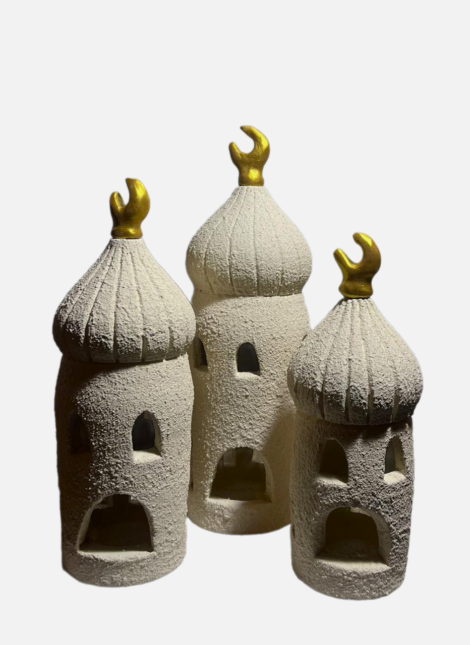 Pottery lantern set of 3